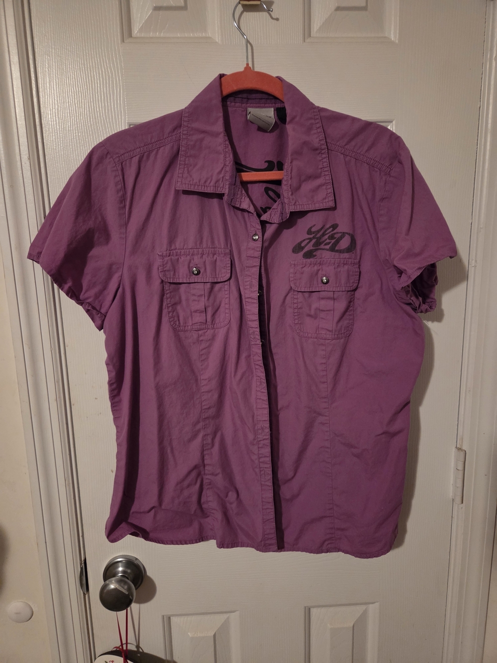Harley-Davidson Purple Short Sleeve Button-Down Women's Shirt